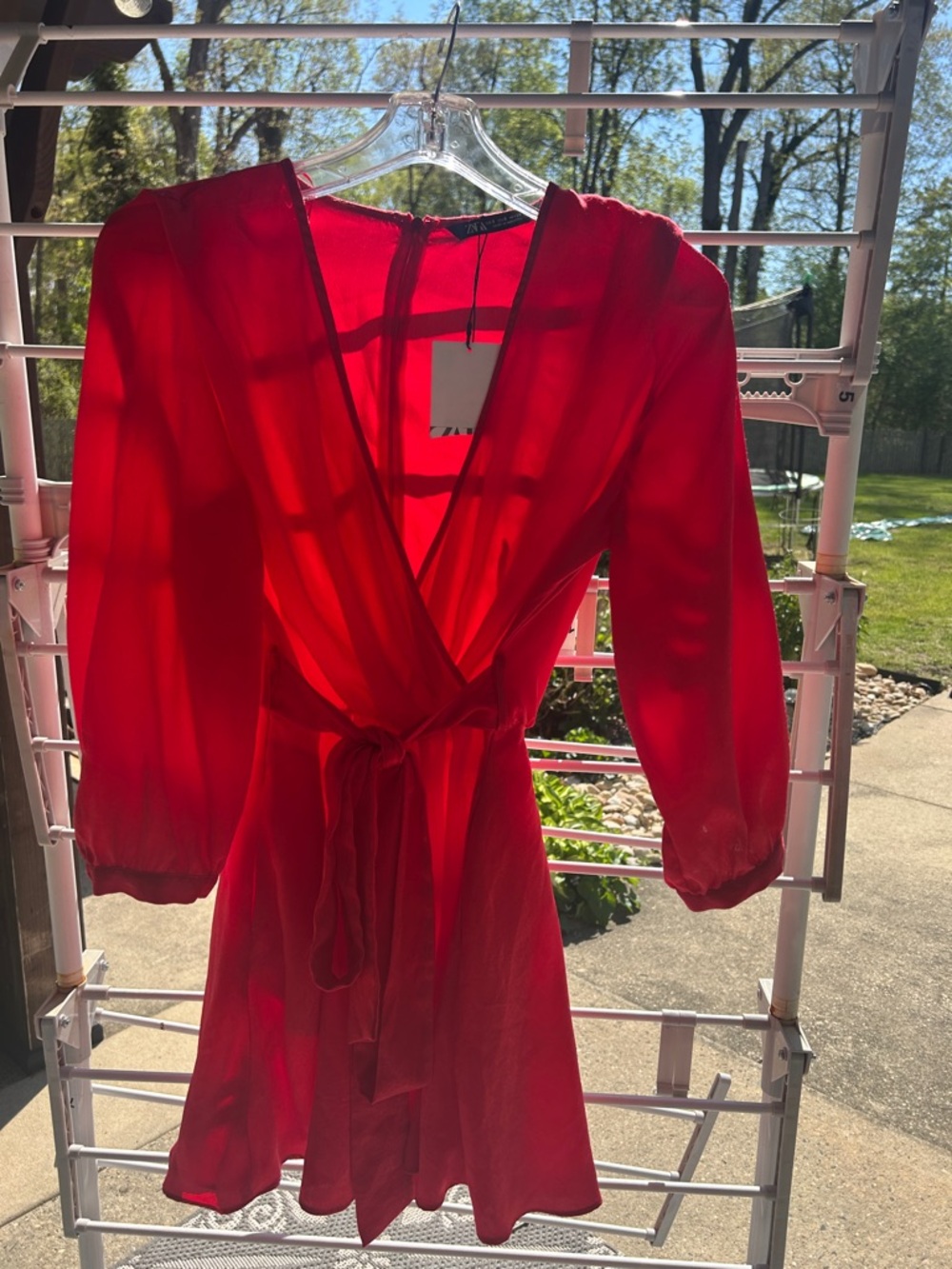Zara Red Long Sleeve Wrap Dress